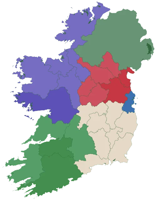 Ireland Regions Map